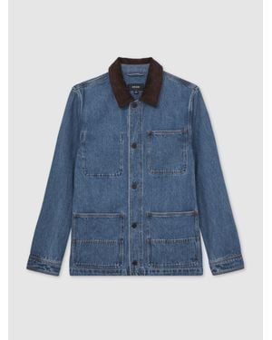 Reiss Corduroy Collar Worker Jacket - Blue