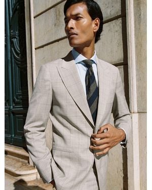 Reiss Wool Single-Breasted Check Suit Blazer Classic-Fit - Multicolour