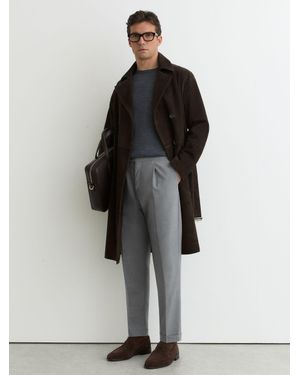 Reiss Promise Tailored Fit Side-Adjuster Tailored-Fit Suit Trousers Wool-Blend - Grey