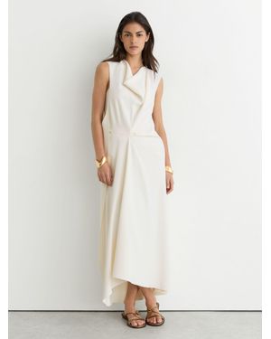 Reiss Drape-Detail Sleeveless Midi Dress - White