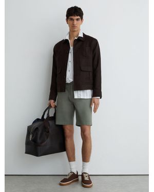 Reiss Cotton Chino Shorts With Stretch - Black