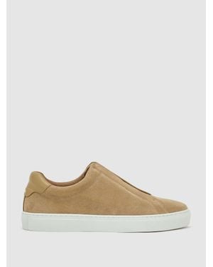 Reiss Suede Slip-On Elasticated Trainers - Multicolour