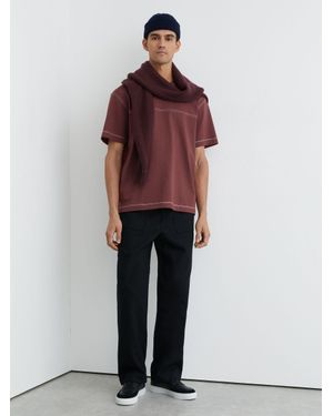 Reiss Contrast-Stitch Relaxed-Fit T-Shirt - Red