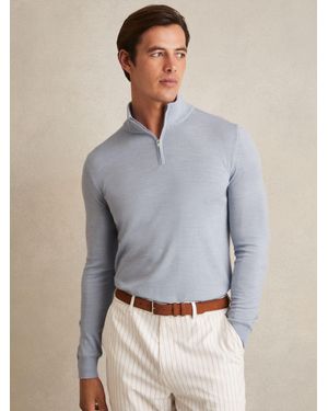 Reiss Merino Wool Half-Zip Jumper - Grey