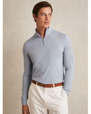 Reiss Merino Wool Half-Zip Jumper - Grey
