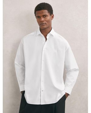 Reiss Monogram Cotton Oversized Shirt - White