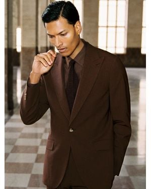 Reiss Mineral - Chocolate Brown Classic Fit Wool-blend Single-breasted Suit Blazer, 40