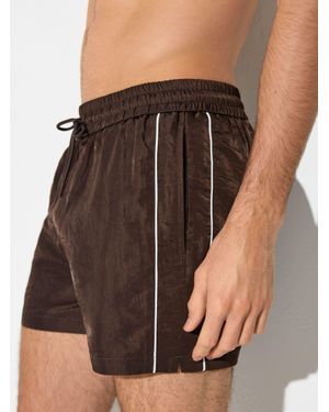 Reiss Breeze - Chocolate Brown Piped Drawstring Swim Shorts, L