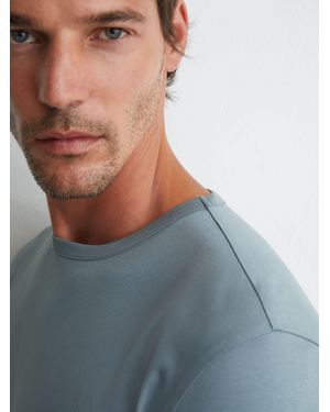 Reiss Count - Dusty Blue Air-water Cotton Tailored-fit T-shirt, Xl