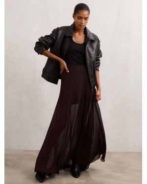 Reiss Sheer Textured Maxi Skirt - Black