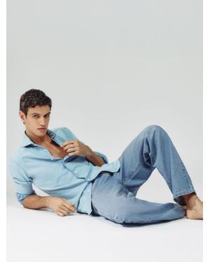 Reiss Broadway Jeans Cotton Plain - Blue