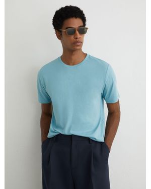 Reiss Bless - Sea Blue Cotton Crew-neck Tailored-fit T-shirt, Xl