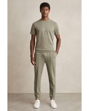 Reiss Interlock Jersey Crew Neck T-Shirt - Natural