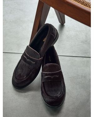 Reiss Leather Pony-Effect Loafers - Black