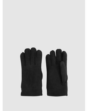Reiss Agon Gloves Sheepskin Plain - Black