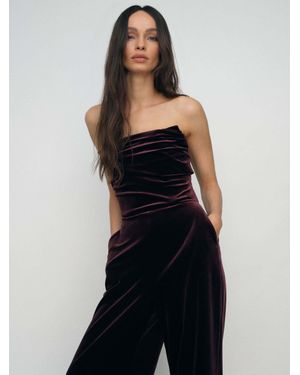 Reiss Petite Velvet Drape Strapless Jumpsuit - Blue
