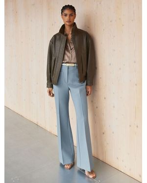 Reiss Petite Twill Patch-Pocket Flared Trousers - Blue