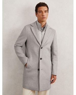 Reiss Gable Wool-Blend Internal-Gilet Overcoat - Grey