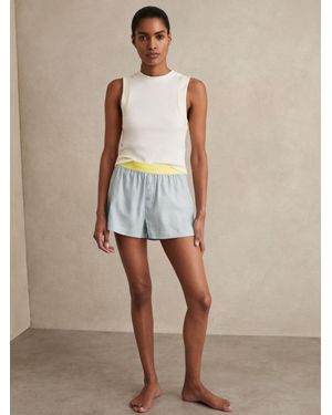 Reiss Linen-Blend Contrast-Waist Boxer Shorts - Natural