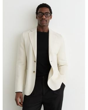 Reiss Wool-Blend Single-Breasted Blazer Tailored-Fit - White