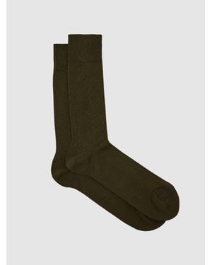 Reiss Fela Cotton-Blend Ribbed Socks - Green