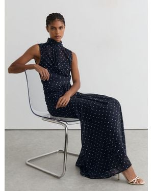 Reiss Stacey Polka-Dot Print Sleeveless Maxi Dress - Blue