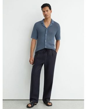 Reiss Linen Relaxed-Fit Drawstring Trousers - Blue