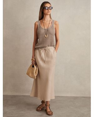 Reiss Slip Midi Skirt - Natural