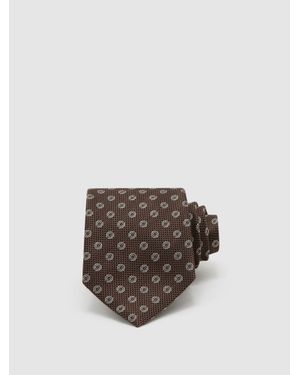 Reiss Oro - Brown Silk-blend Woven Oval Micro Medallion Tie, One