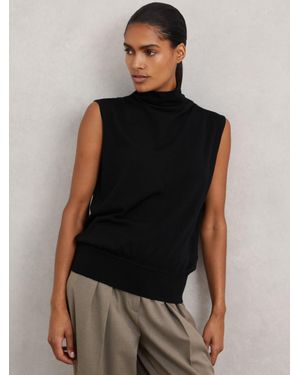 Reiss Wool Slouched Sleeveless Top - Black
