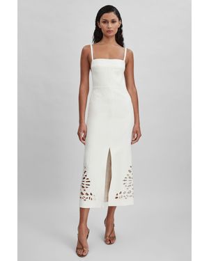 Acler Linen Blend Cut-Out Midi Dress - White