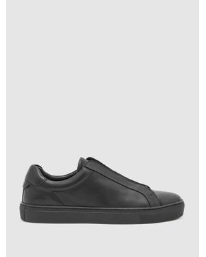 Reiss Jenson - All Black Leather Hidden-lace Trainers, U42