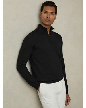 Reiss Merino Wool Half-Zip Jumper - Black