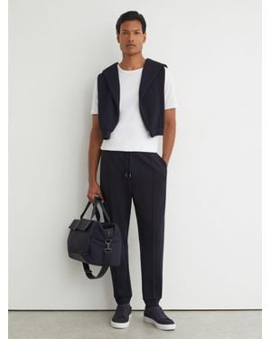 Reiss Premium Interlock Cuffed Joggers - White