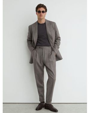 Reiss Classic Fit Wool Pinstripe Suit Trousers - Grey
