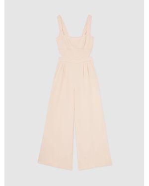 Reiss Wide-Leg Cut-Out Jumpsuit - Natural