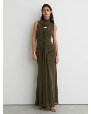 Reiss Ruched Sleeveless Maxi Dress - Green