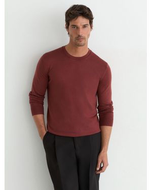 Reiss Merino Wool Crew-Neck Jumper - Red