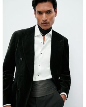 Reiss Double-Breasted Velvet Blazer Tailored-Fit - Black