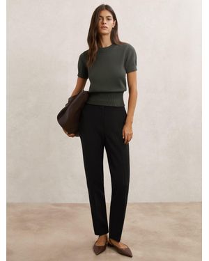 Reiss Tapered Button-Detail Trousers - Black