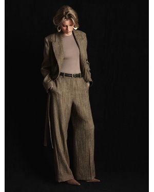 ATELIER Wool-Blend Textured Wide-Leg Trousers - Black