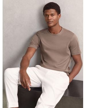 Reiss Airwater-Cotton Crew-Neck T-Shirt - Brown