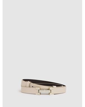 Reiss Hayley - Stone Leather Square Hinge Belt, S (us 4-6) - Multicolour