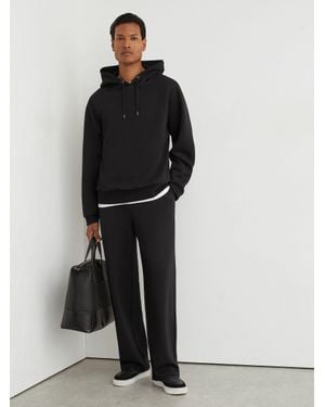 Reiss Falco Sueded Interlock Jersey Relaxed-Fit Hoodie - Black