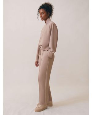 Reiss Janie - Taupe Neutral Premium Interlock Tapered Joggers, S (us 4-6) - Natural