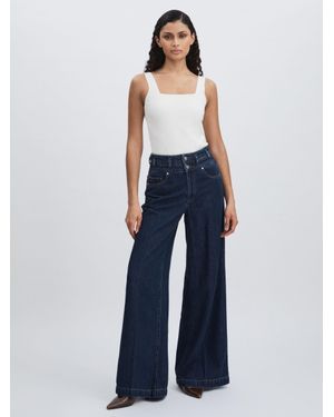 PAIGE Waistband Wide-Leg Jeans - Blue