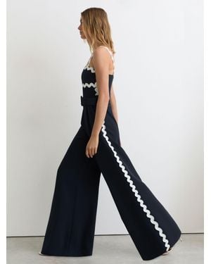 Reiss Ric-Rac Trim Wide-Leg Jumpsuit - Blue