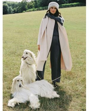 Reiss Indira Wool-Blend Scarf Blindseam Coat - Natural