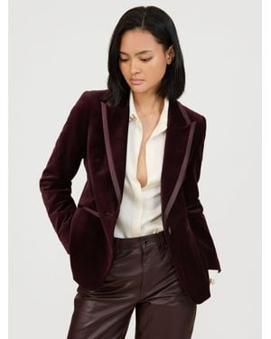 Reiss Velvet Single-Breasted Suit Blazer - Red
