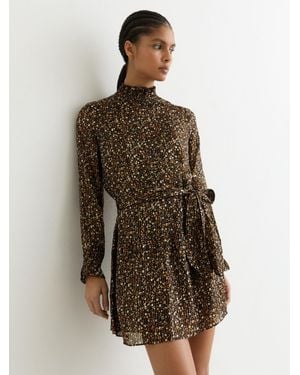 Reiss Floral Metallic Flippy Mini Dress - Brown